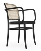 811 Armchair by Ton, Frame and Seat Finish: B123 Beech Stained Black Grain, Back Finish: Natural Cane.	
